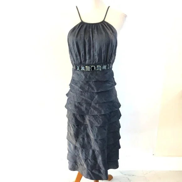Adrianna Papell | Dresses | Adrianna Papell Sleeveless Dress Blue  Embellished Layered Empire Waist Size 6 | Poshmark